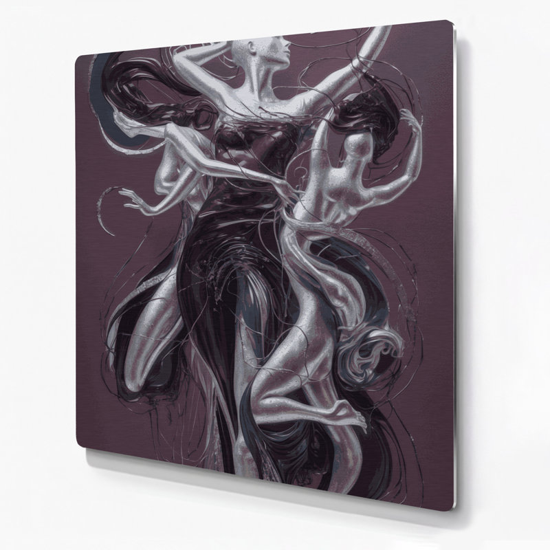 Abstrait art figuratif brun en métal 98, H 12 po x l 12 po