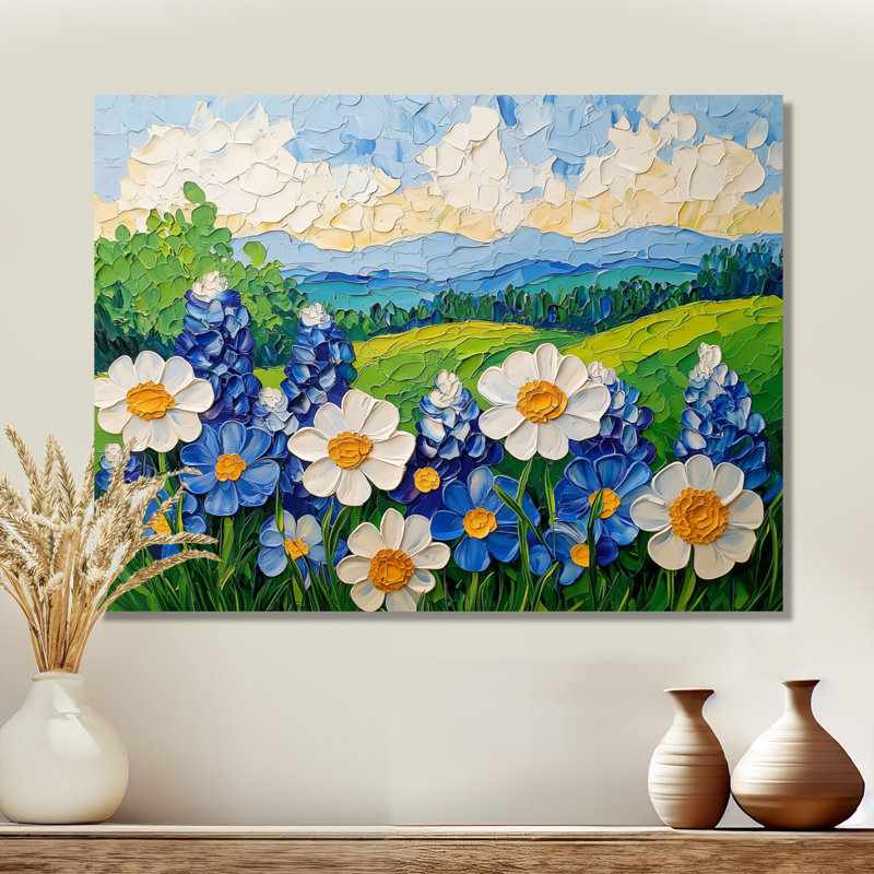 Texas Bluebonnet Field II - Paysages, impression sur métal, H 16 po x l 32 po
