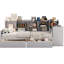 Lit de jour gris avec 3 armoires de rangement, 2 tiroirs, bureau d'étude polyvalent et espace multifonctionnel pour le rangement organisé en forme de L, cadre compact personnalisable