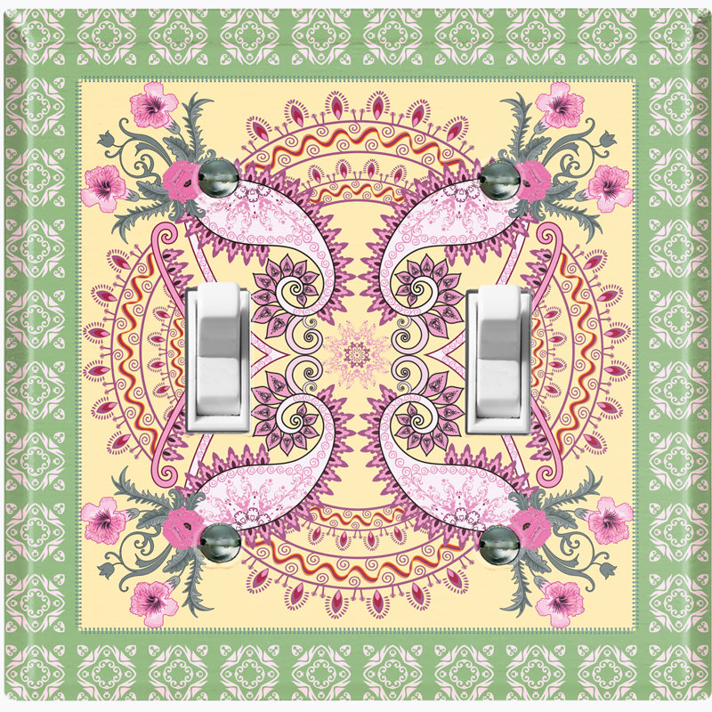 Patterned 2 - Gang Toggle Light Switch Standard Wall Plate