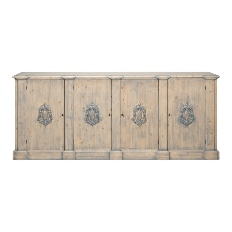 Crested 96'' W Solid Wood Sideboard, Carmine Legno Tranparent
