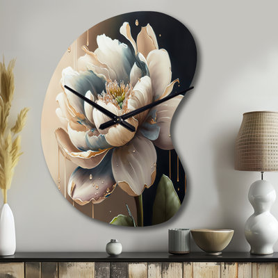 Cream White Flower - Boom Shape White Wall Clock Sculpture