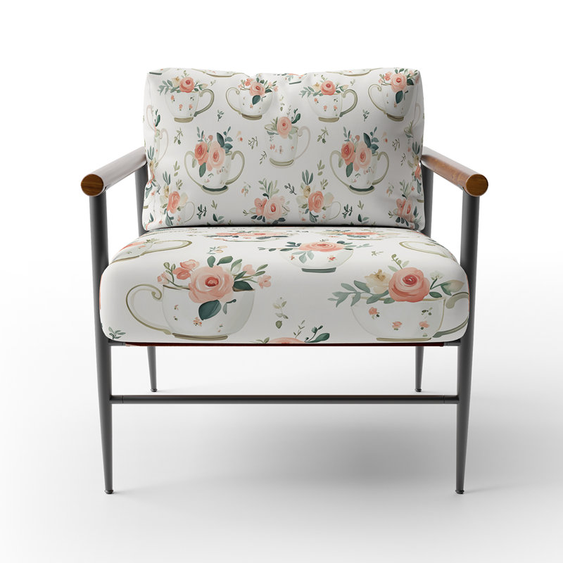 Chaise rembourrée à l'allure rétro - fauteuil Farmhouse, Bras ronds bruns