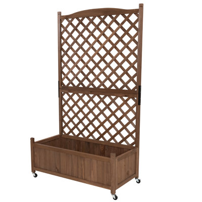 Outdoor Raised Garden Bed Wood Planter Box With Trellis
