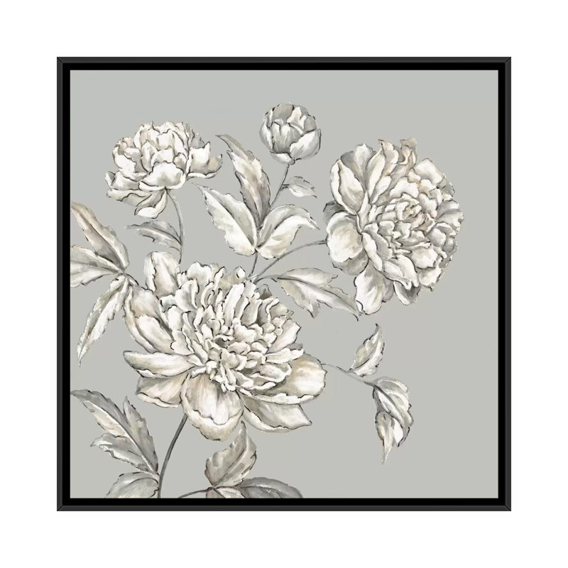 « botanique i », impression sur toile, H 18 po x l 18 po x P 1,5 po, Toile avec cadre noir, Pas de tapis