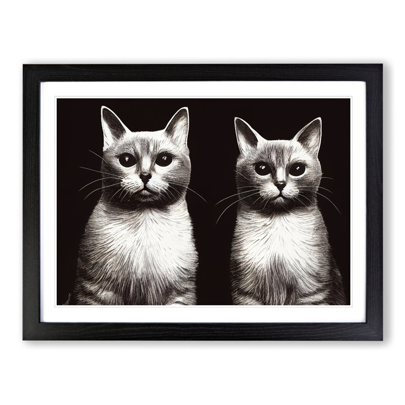 Two Cats Vol.2 - Framed Print, 25cm H x 34cm W x 2cm D, Black  Framed