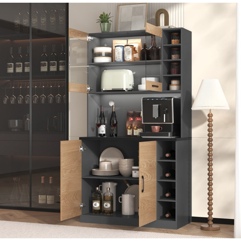 187cm Kitchen Pantry, Natural/Grey