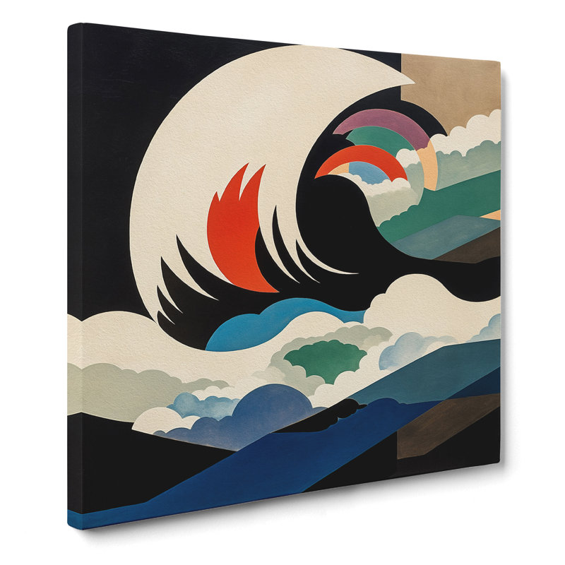 Japanese Wave Suprematism No.5 - Wrapped Canvas