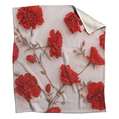Red Peonies Arrangement Blankets