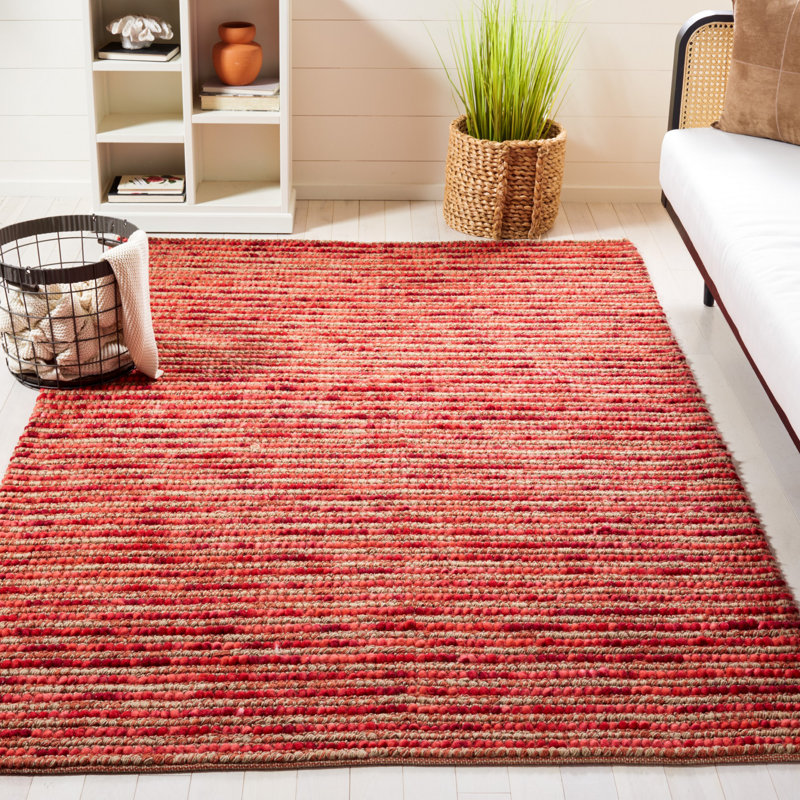 Tapis rouge tissé à la main Ferrera, Rectangle 5 pi x 8 pi