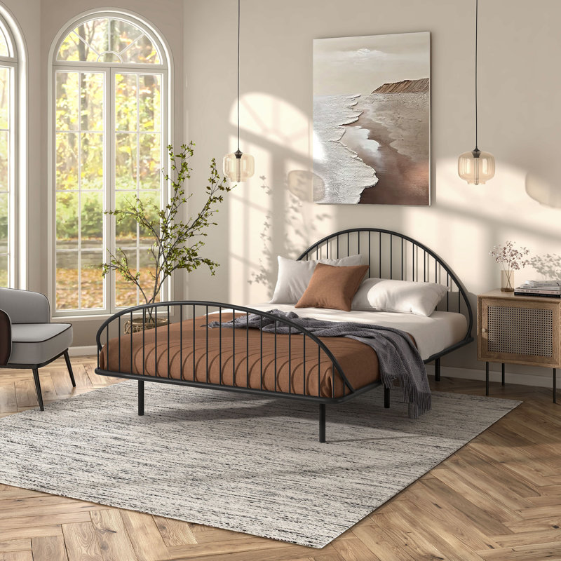 Anguilla Arched Metal Platform Bed, Full, Black