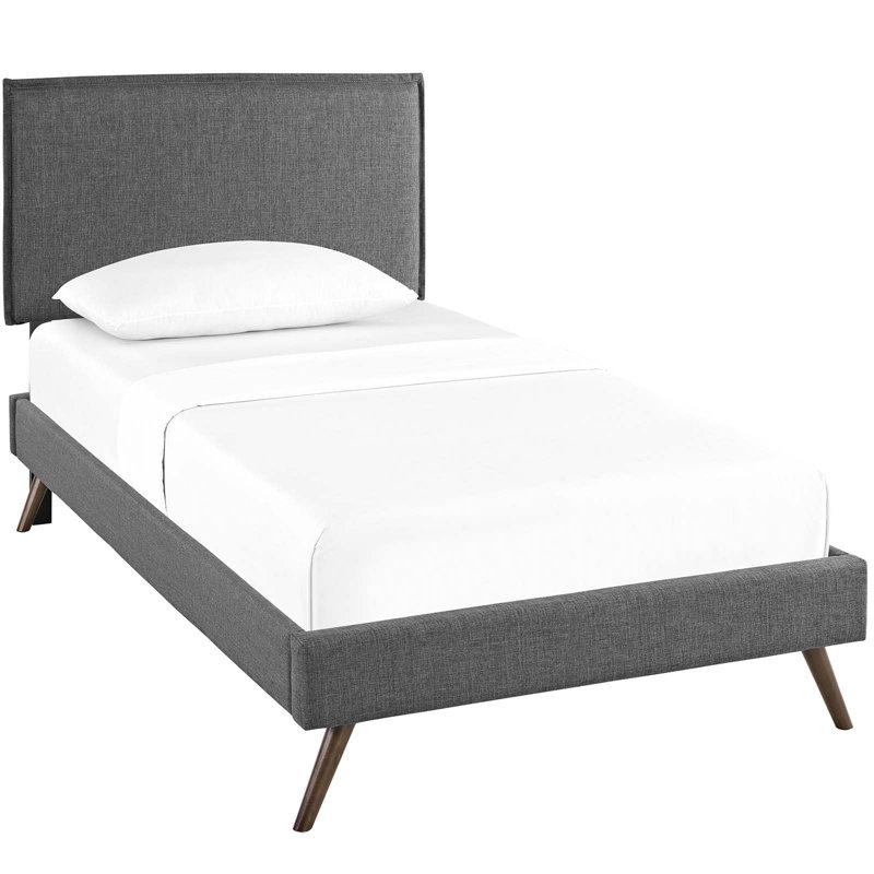 Lit plateforme Amaris avec pieds évasés ronds par Modway, Gris, Simple