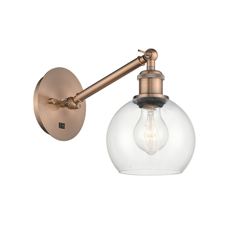 Shauna Armed Sconce, LED, Clear, Antique Copper
