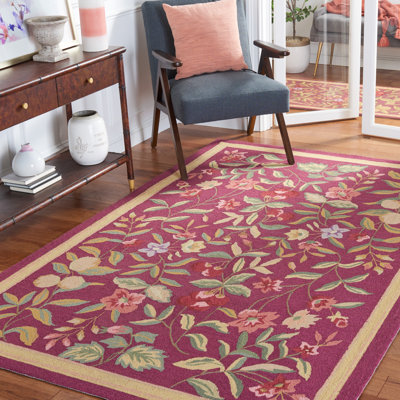 Tapis floral en laine crocheté à la main Bick