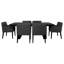 Ensemble de table de salle à manger moderne 7 pièces avec piédestal cannelé et fauteuils confortables, parfait pour une salle à manger élégante et élégante-1301790395