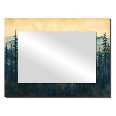 Mountains Natures Layers In Blue Winter I - Traditional Accent Wall Mirror - Printed On Metal