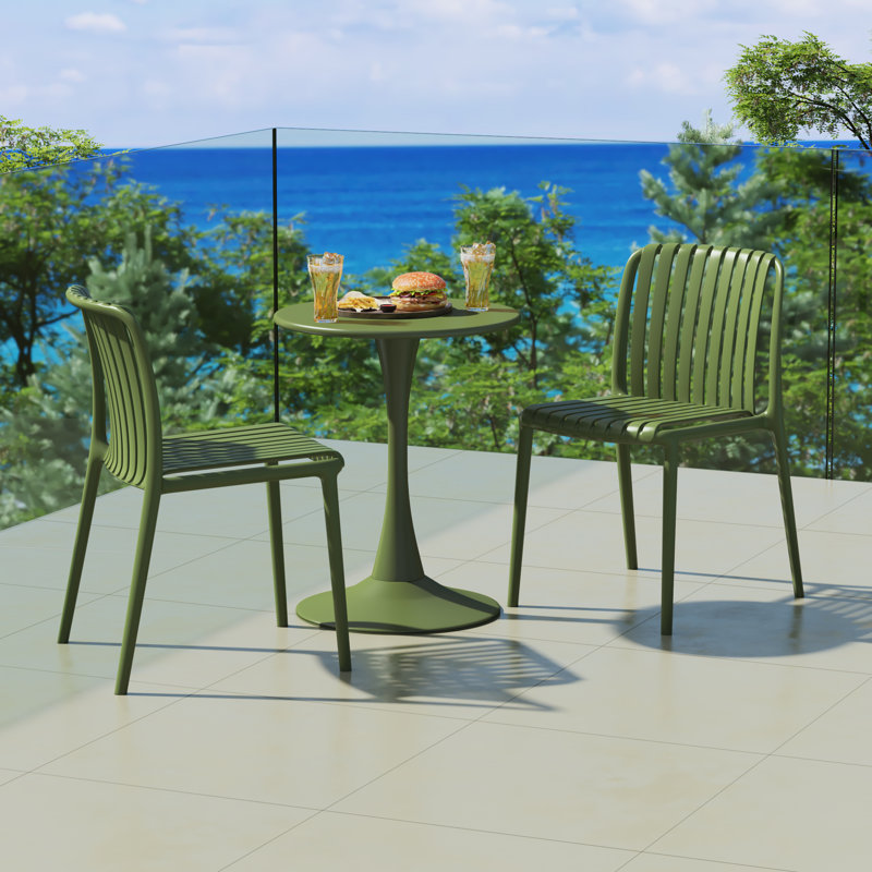 Ensemble repas d'extérieur rond, Vert