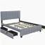 Lit plateforme double en velours avec 2 tiroirs et 1 lit double TG - gris