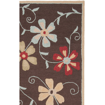 Emrick Hand Hooked Wool Floral Rug