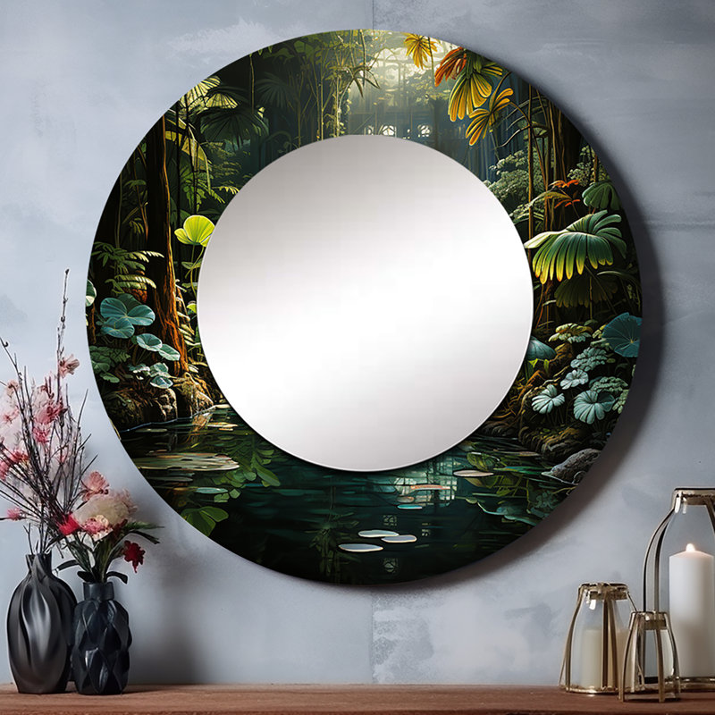 Caraibe Jungle Adventure - miroir unique de plage, grand miroir mural bord de mer, impression sur métal, 29 po x 29 po