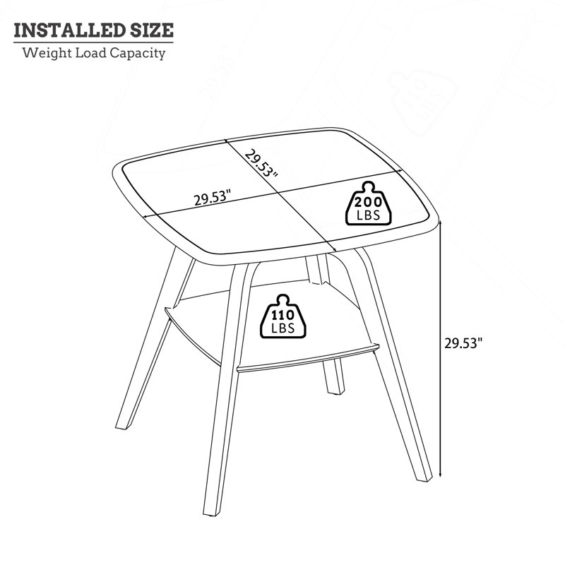 Table de salle à manger moderne en bois avec tablette de rangement, finition noyer