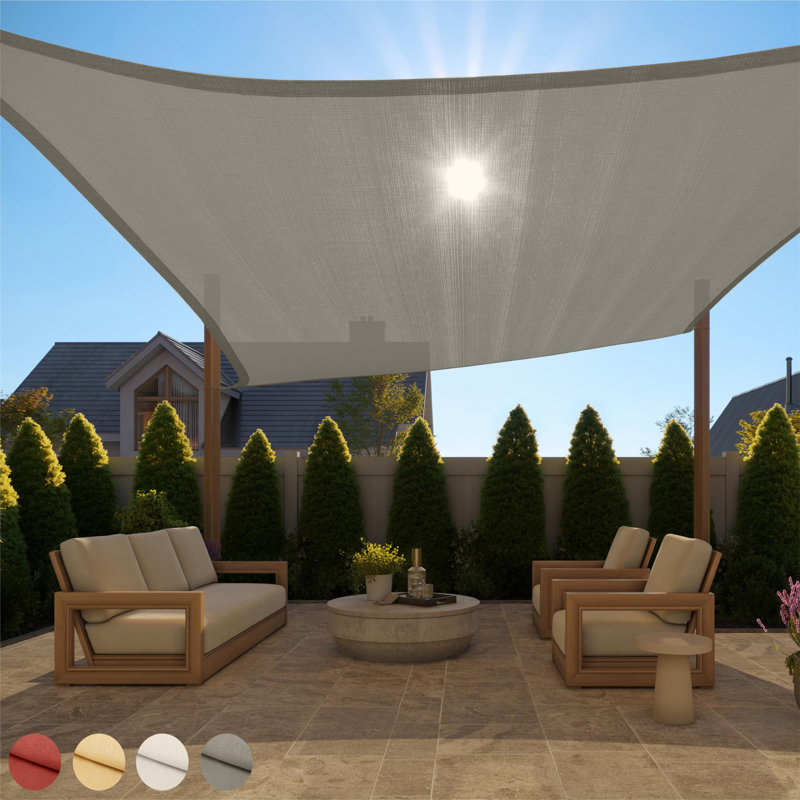 Beige Heavy Duty UV Resistant Rectangle Patio Sunshade Sail, 8' x 10'