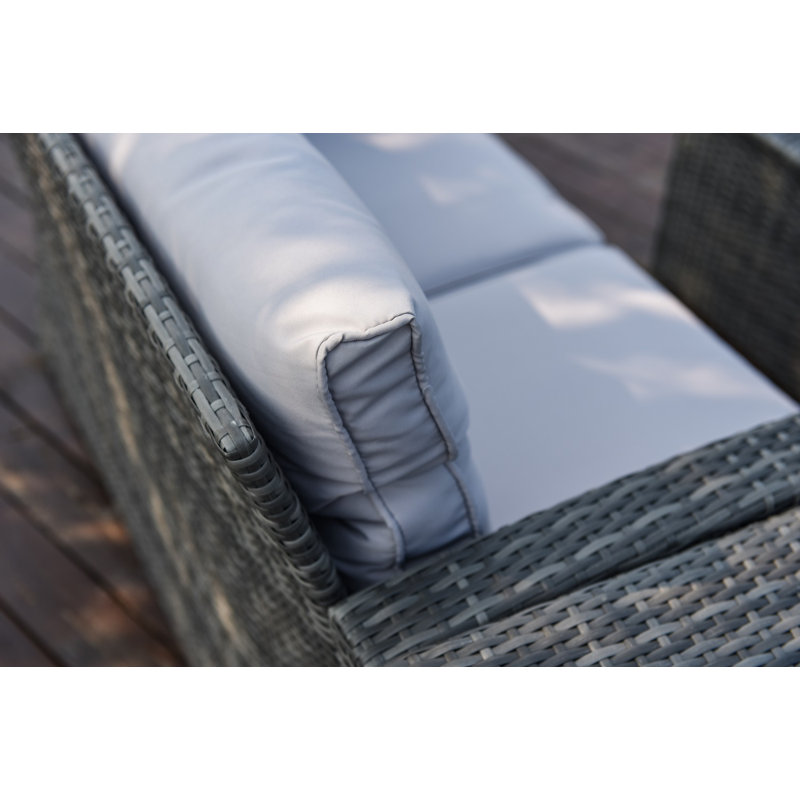 Ensemble de patio complet en rotin 6 pièces avec coussins Kensli, Gris