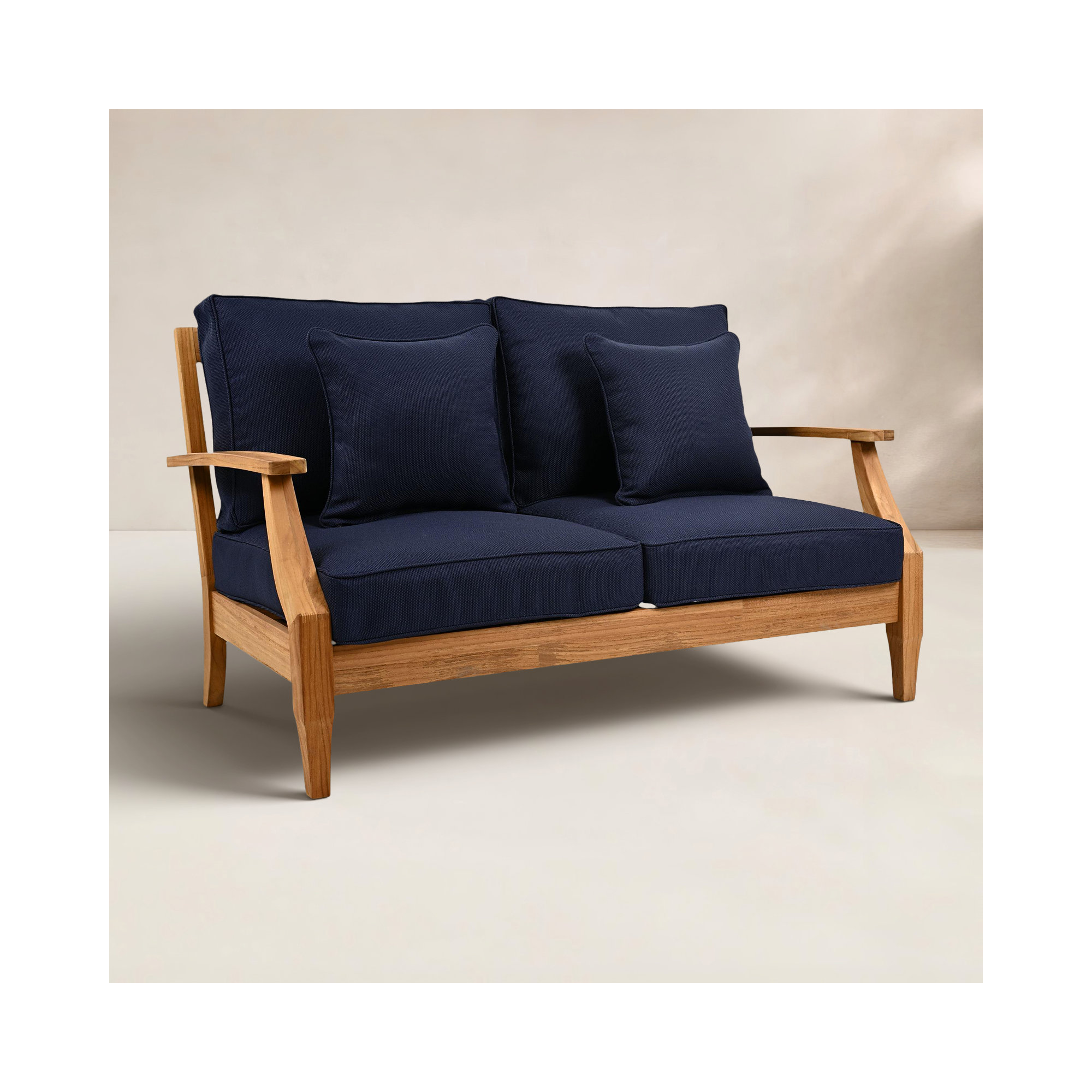 Clairmont Teakwood Patio Loveseat, Navy