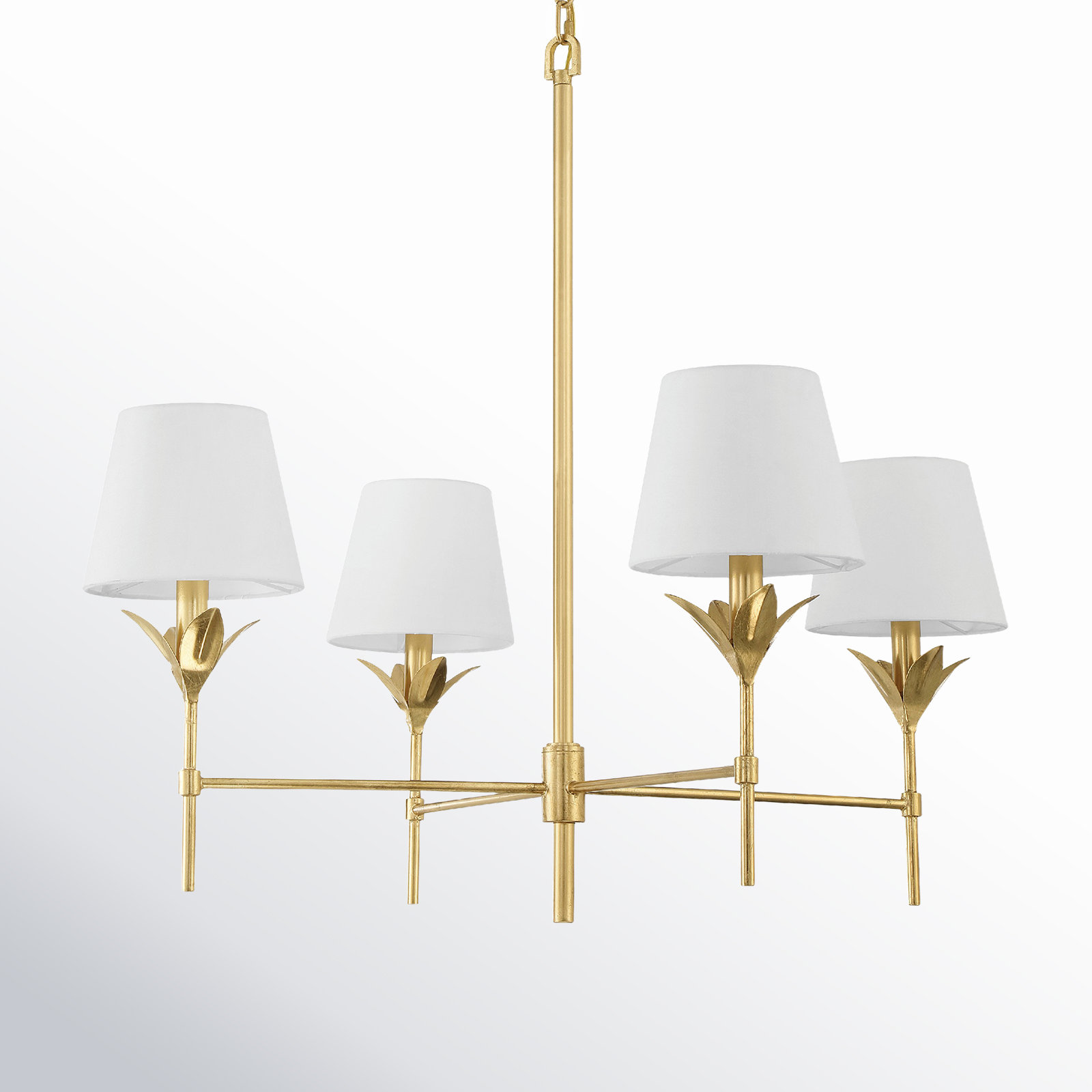 4 - Light Dimmable Chandelier, Antique Gold