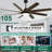 72" Large Modern Chandelier Ceiling Fans With Lights and Remote, Farmhouse 6 Speeds Quiet DC Motor Black Ceiling Fan For Living Room