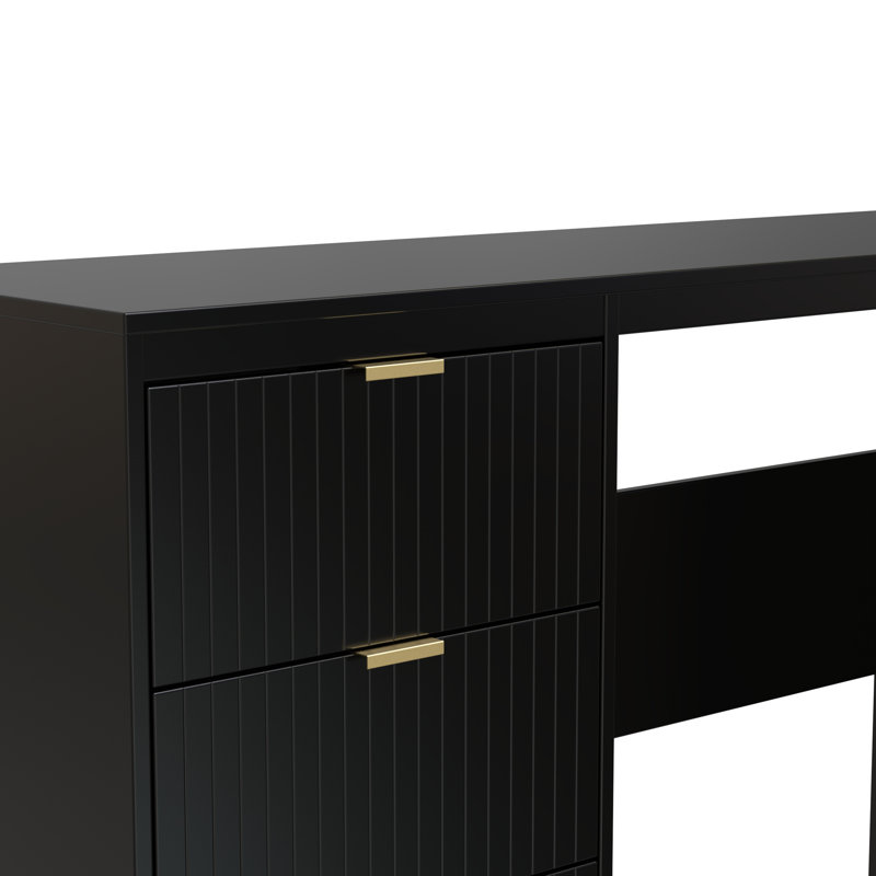 Charay Dressing Table, Deep Black/Black Matt