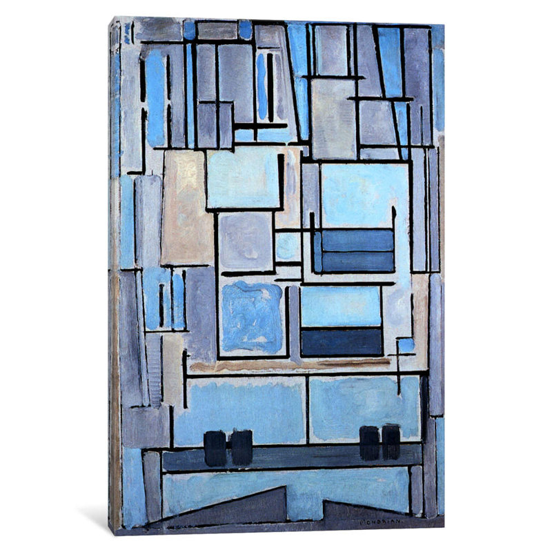 Composition No. 9, 1914 by Piet Mondrian - Painting on Canvas, No Frame, 66.04 cm H x 45.72 cm W x 1.91 cm D