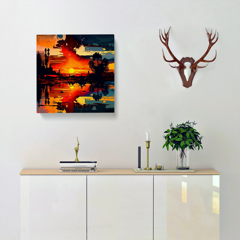 Sunset Expressionism No.1 - No Frame Print, 35cm H x 35cm W x 3cm D