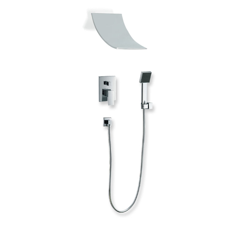 Contemporary/Modern Complete Shower System,Wall Mount Shower Faucet System with Hand Shower and Diverter