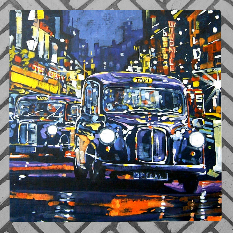 London Taxis Ceramic Tile Wall Decor