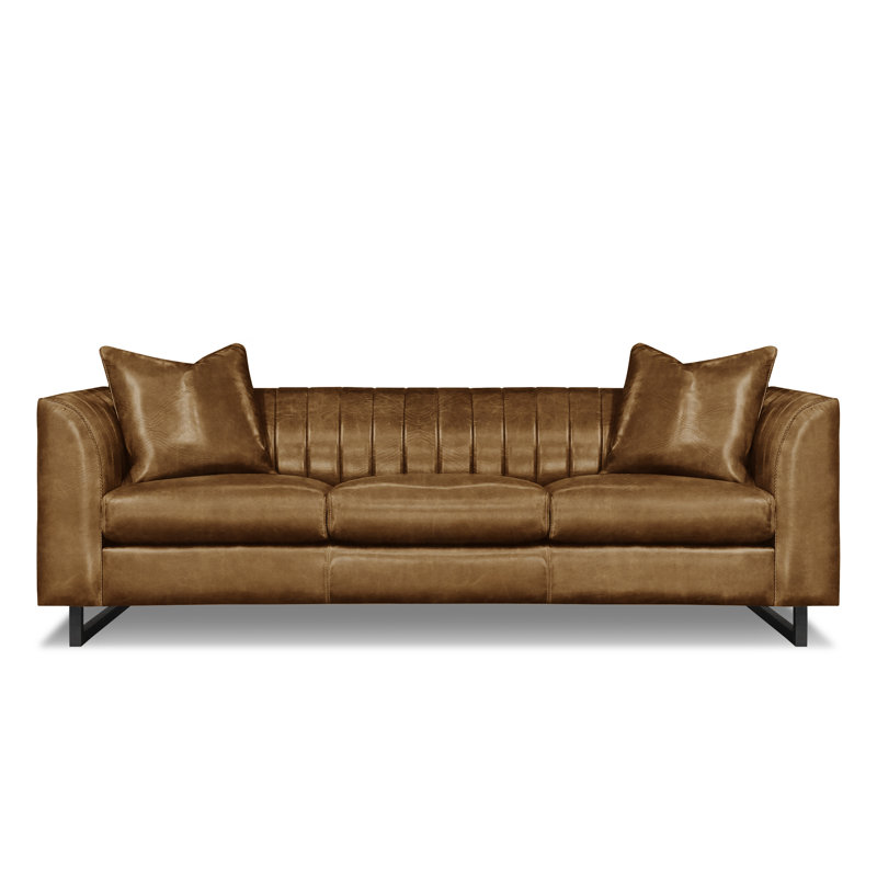 Remy Leather Sofa, Chestnut (Cartier), Satin Dark Bronze