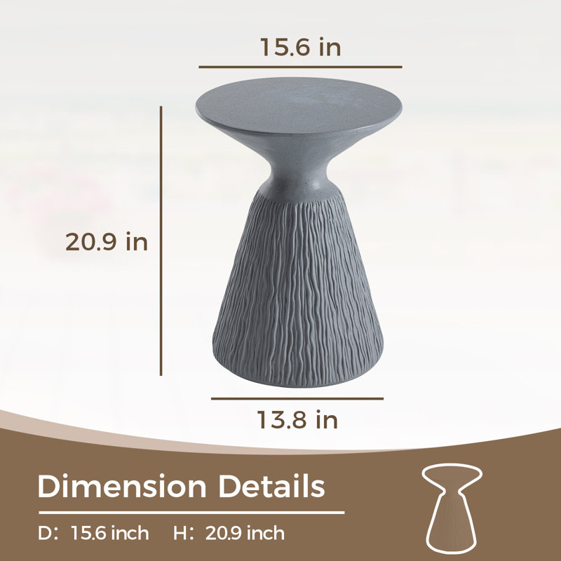 Bimla Round Outdoor Coffee Table , 15.6'' in. W 15.6'' in. D, Gray