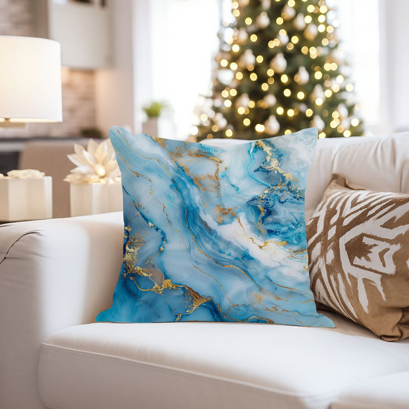 Abstract Blue Crystal Marble Geode VII Modern, 16"H x 16"W