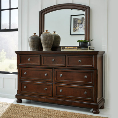 Commode 7 tiroirs l 67,75 po avec miroir Emylie