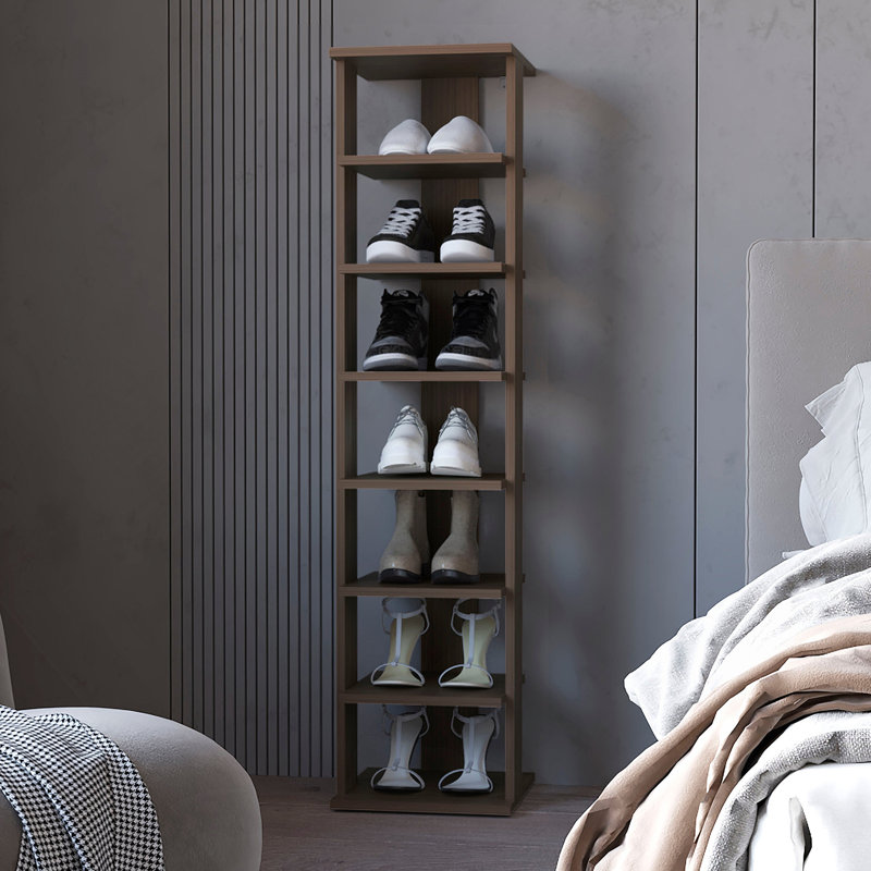 Odesto 8-Tier Vertical Shoe Rack Grey Black Wengue, Grey Walnut