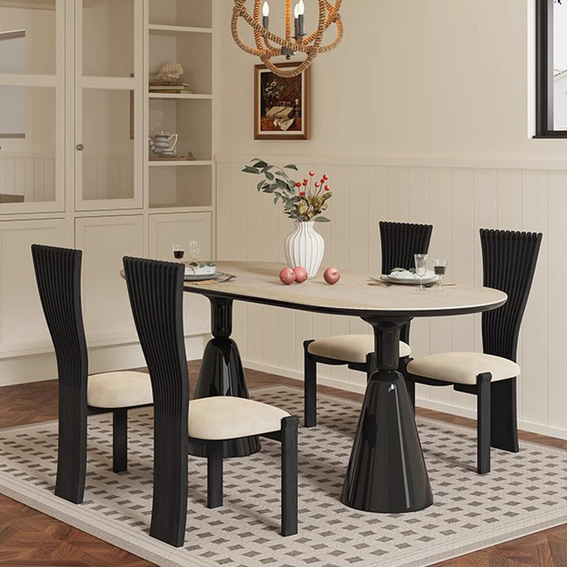 Ensemble de salle à manger ovale l 31,5 po, H 29,5 po x L 55,1 po x l 31,5 po, 5 pièces: table, 4 chaises