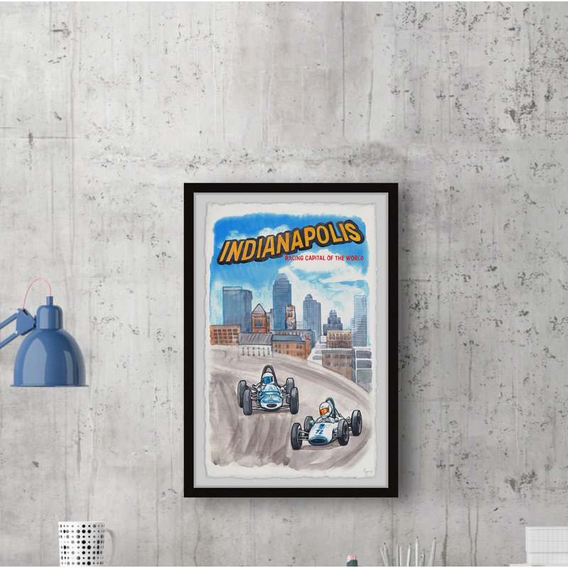 Indianapolis Racing par - Peinture encadrée, H 36 po x l 24 po x 1,5 po