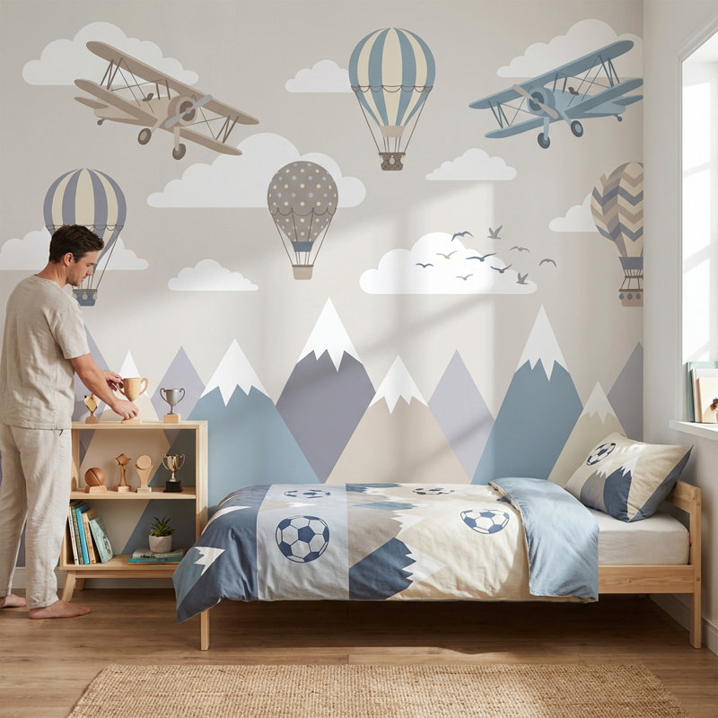 Papier peint montgolfières Airplanes, 140 po x 108 po, Texturé non collé