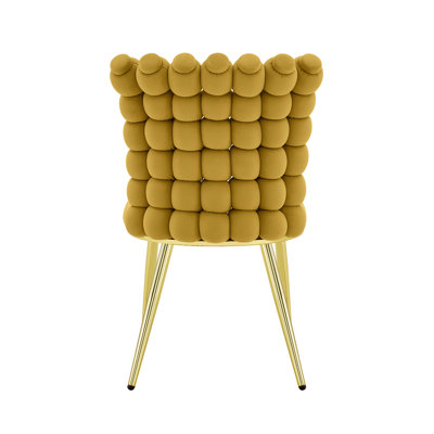 Ergonomic Tufted Accent Chair with Shiny Gold Legs Set of 2