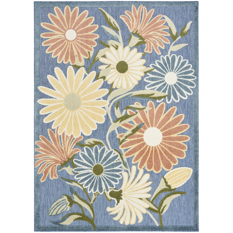 Shila  Blue Sage Outdoor Rug, Rectangle 7'10" x 10'6"