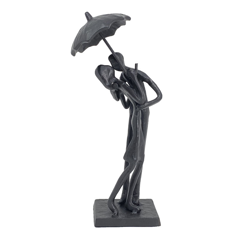 Dominic UMBRELLA COUPLE COURTING Iron Figurine 21cm, Mocha