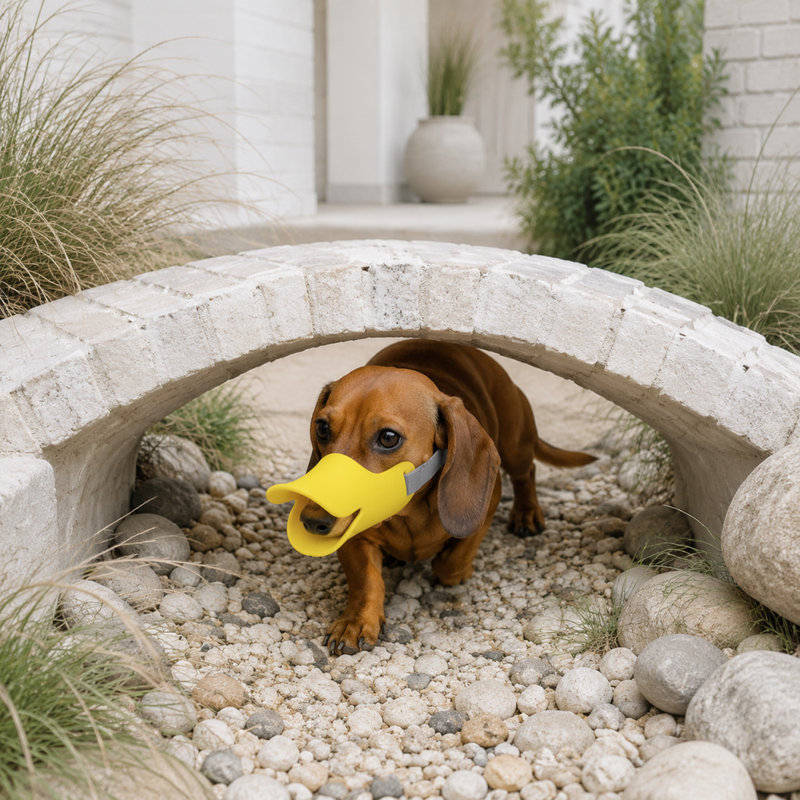 Muselière ajustable en silicone pour chien avec sangle de tête sécurisée, 5,1 x 2,4 x 2,4 pouces, Jaune