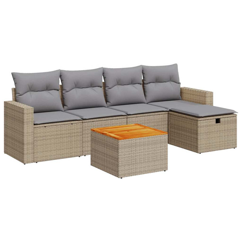  Ensemble de canapé de jardin en rotin PE beige, grand acier thermolaqué