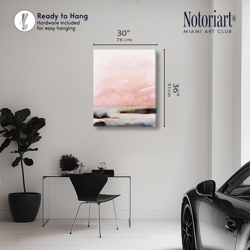 «Pink Sky at Sea», reproduction d'art sur toile par Notoriart, H 30 po x l 36 po, Toile tendue avec châssis