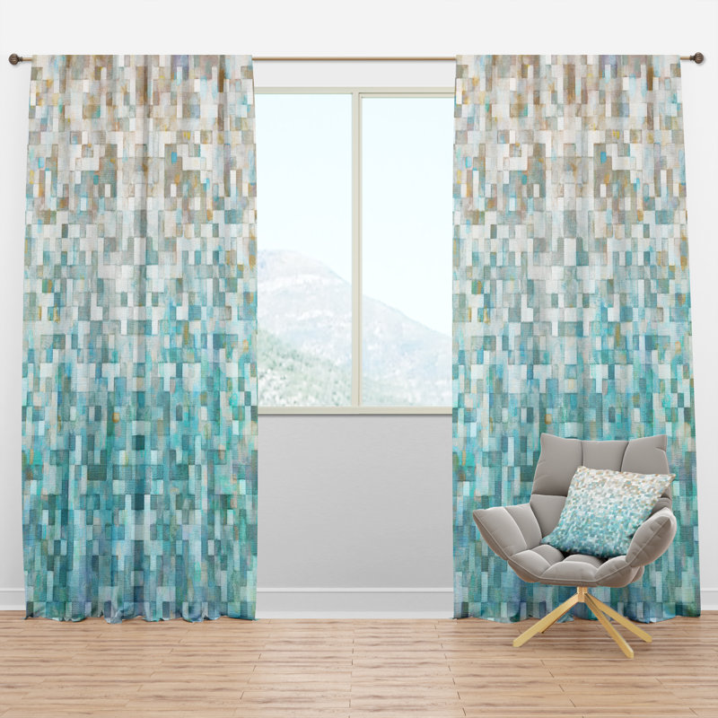 Panneau de rideau simple semi-transparent avec passe-tringle abstract, l 52 po x L 95 po